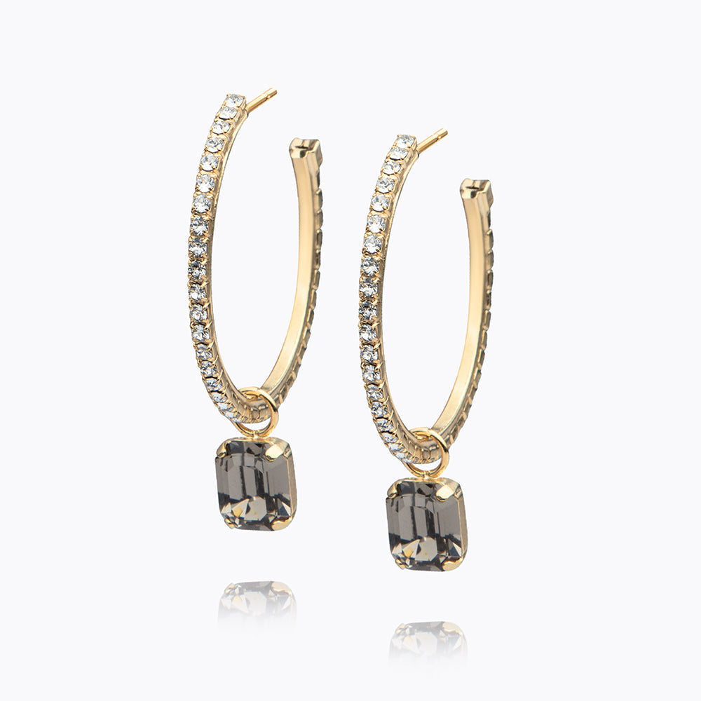 Lydia Loop Earrings Gold Black Diamond