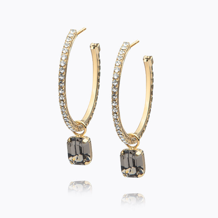 Lydia Loop Earrings Gold Black Diamond