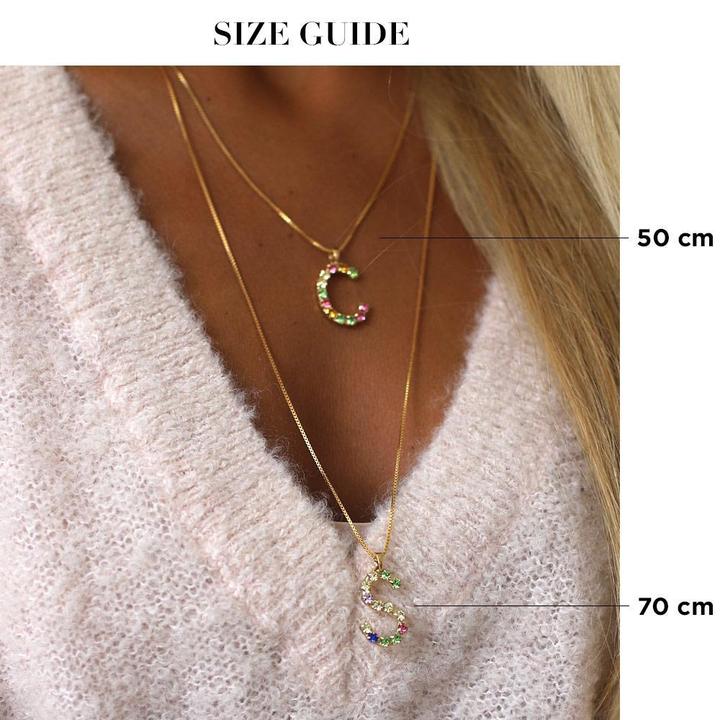Letter Necklace Rainbow Combo Gold 50cm